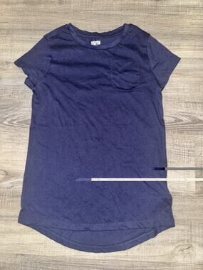 Spotted Zebra Girls Navy Blue Pocket T-Shirt Size 8 M Short Sleeve 100% Cotton